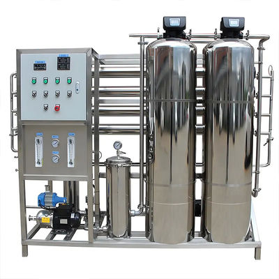 1TPH 2xSS304 Tanques Instalação de água por osmose reversa para tratamento de água pura RO comercial
