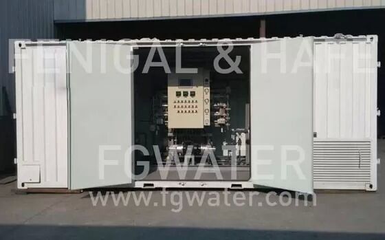 Sistema BWRO Containerizado BWC200 - Capacidade de 200 m³/dia, Taxa de Recuperação de 70%, Eficiência Energética de 1,56 kWh/m³