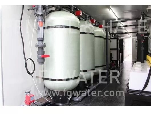 2000 m3/dia Sistema BWRO em contentores com taxa de recuperação de 70% e consumo de energia de 1,05 kWh/m3
