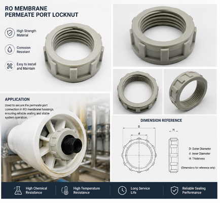 Porca de Travamento de Porta de Permeado de Membrana de RO de Plástico de Engenharia de Alta Resistência com Resistência à Corrosão e Longa Vida Útil para Sistemas de Osmose Reversa
