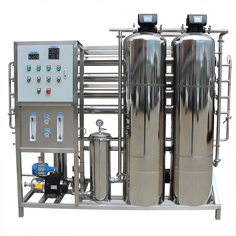 1TPH 2xSS304 Tanques Instalação de água por osmose reversa para tratamento de água pura RO comercial