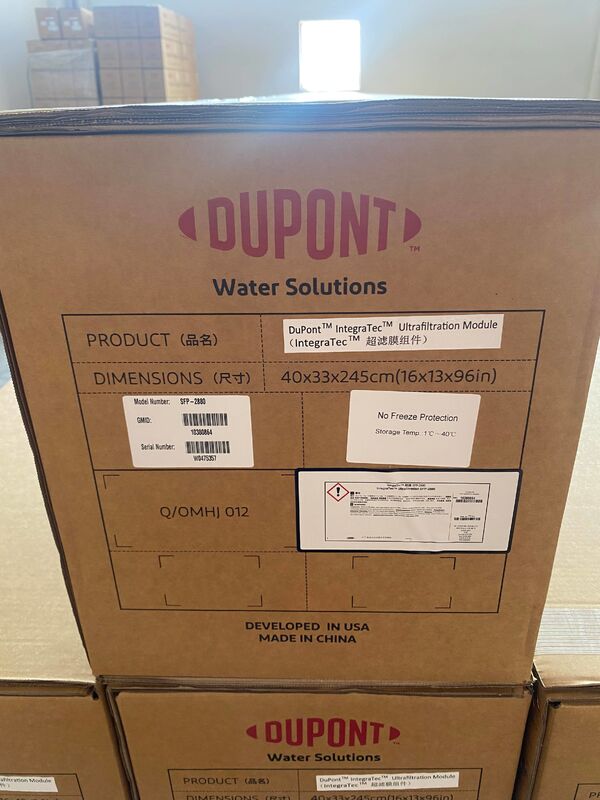 Módulo de Membrana de Ultrafiltração Dupont SFP-2880 PVDF com Área de Membrana de 77 m² e Tamanho de Poros de 0,03 µm para Filtração de Fora para Dentro