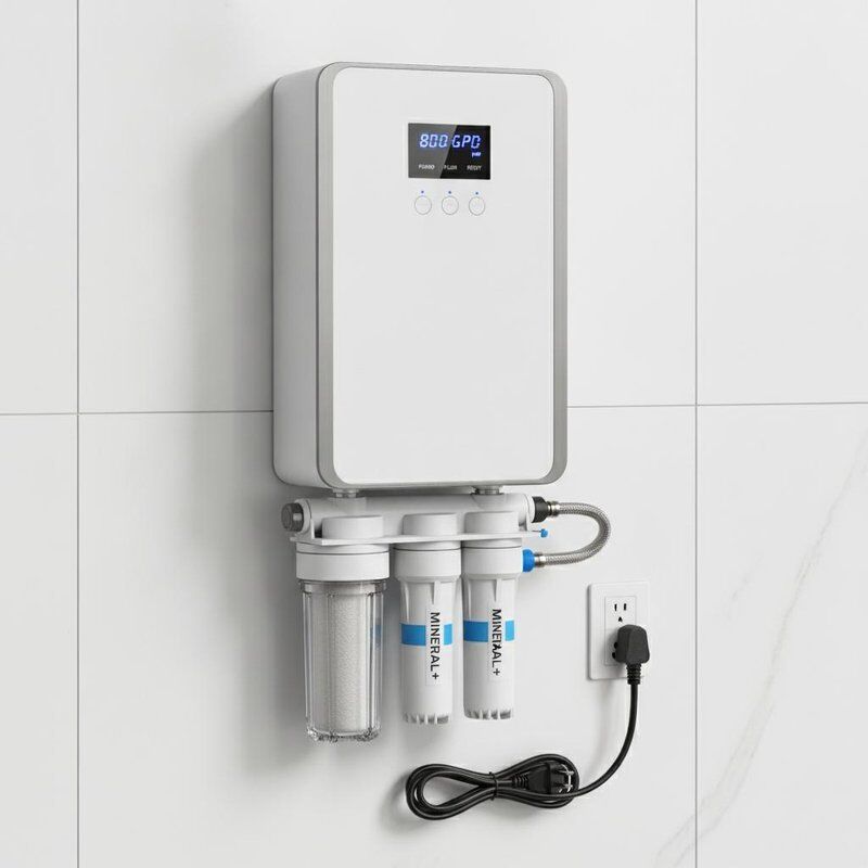 Projeto fixado na parede 110V 60Hz do filtro mineral alcalino compacto do sistema de tratamento de água da osmose reversa 800 GPD